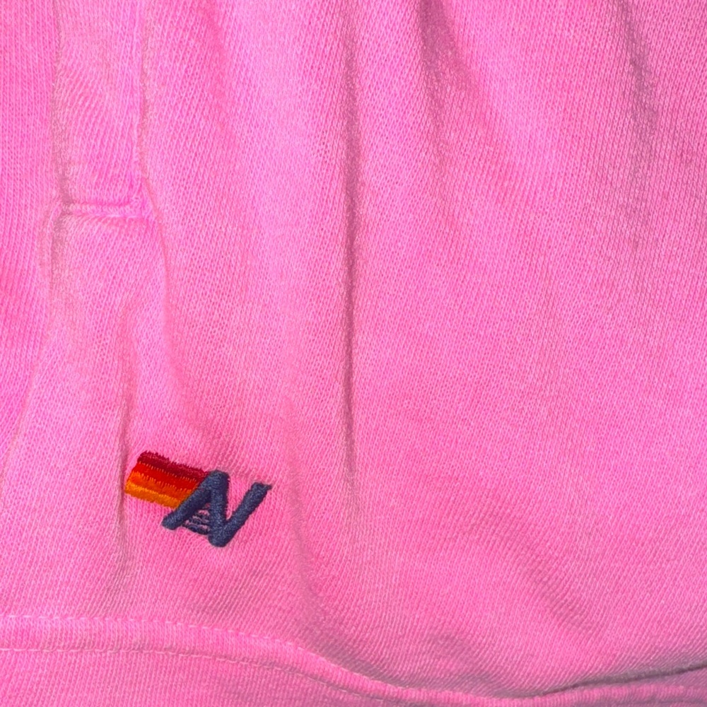 Aviator Nation Pink Hoodie Jacket with Rainbow Stripes & Pink Shorts Sz M - Picture 7 of 7